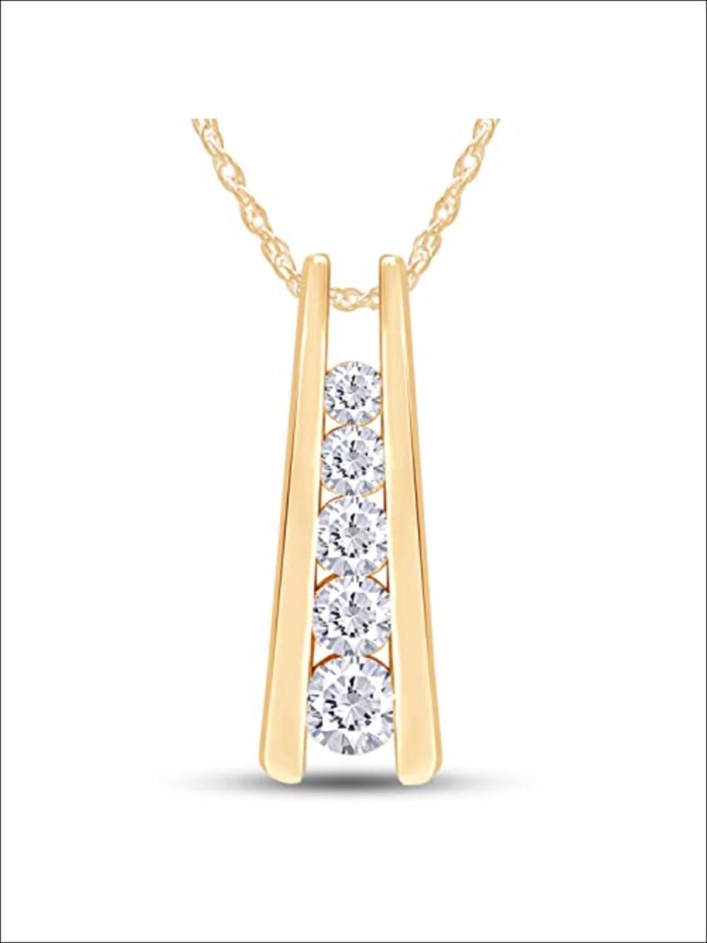 Five Stone Journey Bar Pendant Necklace 925 Sterling Silver 1.25 CT Moissanite